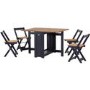 GRADE A1 - Navy and Pine Space Saving Dining Table and Chairs - Seats 4 - Santos 
