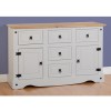 Seconique Corona Grey Painted Sideboard with 2 Doors &amp; 5 Drawers with Solid Pine Top