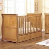 East Coast Langham Oak Sleigh Cot Bed with Drawer
