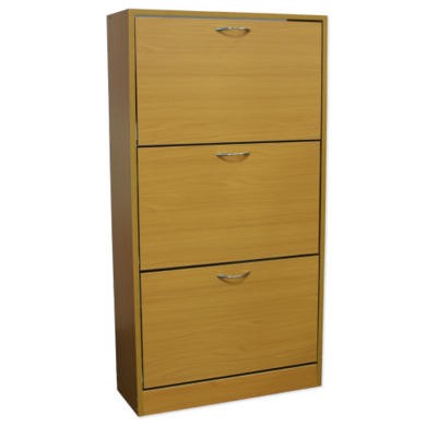 Meuble 3 Tier Shoe Cabinet In Beech - 24 Pairs