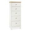 Bentley Designs Atlanta Tall 5 Drawer Chest In White and Oak 