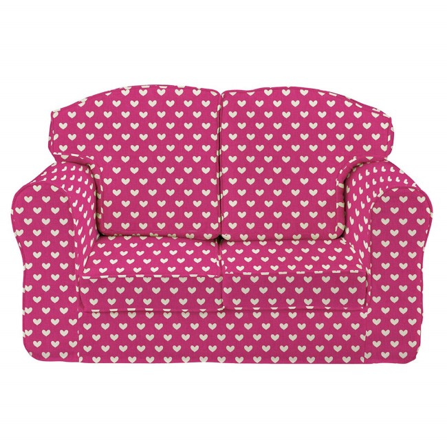 Just4Kidz Loose Cover Sofa in Pink Hearts