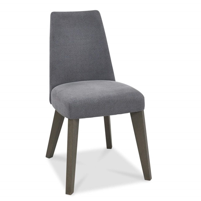 Bentley Designs Cadell Aged Oak Upholstered Chair - Slate Blue Pair