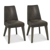 Bentley Designs Cadell Pair of Aged Oak Fabric Chairs - Distressed Brown