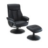 Global Furniture Alliance  Geneva Leather Swivel Recliner &amp; Footstool in Black
