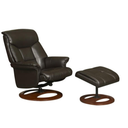Hampton Faux Leather Swivel Recliner & Footstool in Chocolate