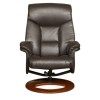 Hampton Faux Leather Swivel Recliner &amp; Footstool in Chocolate