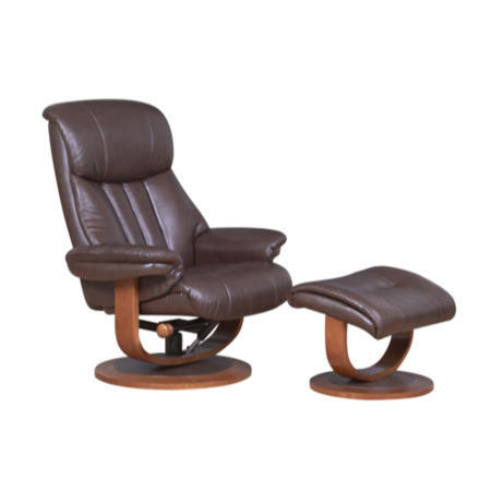 Global Furniture Alliance  Hereford Leather Swivel Recliner & Footstool in Saddle Brown