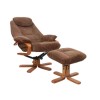 Hong Kong Chenille Fabric Swivel Recliner &amp; Footstool in Chocolate
