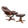 GRADE A1 - Global Furniture Alliance  Macau Bonded Leather Swivel Recliner & Footstool in Nut Brown