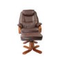 GRADE A1 - Global Furniture Alliance  Macau Bonded Leather Swivel Recliner & Footstool in Nut Brown