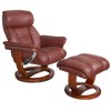 Mars Leather Swivel Recliner &amp; Footstool in Chestnut