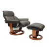 Mars Leather Swivel Recliner &amp; Footstool in Chocolate