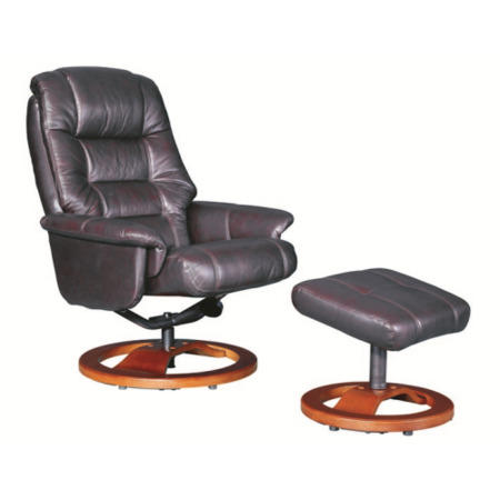 Venus Oil-Touch Leather Swivel Recliner & Footstool in Red Wine
