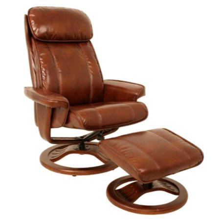 Global Furniture Alliance  Dublin Bonded Leather Swivel Recliner & Footstool in Cognac