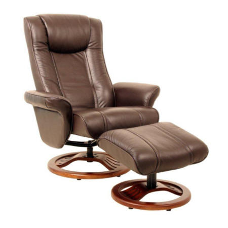 Global Furniture Alliance  London Leather Swivel Recliner & Footstool in Brown