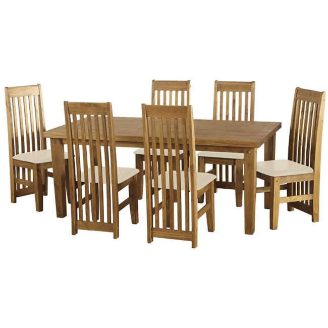 GRADE A2 -Seconique Tortilla Dining Set with 6 Cream Dining Chairs