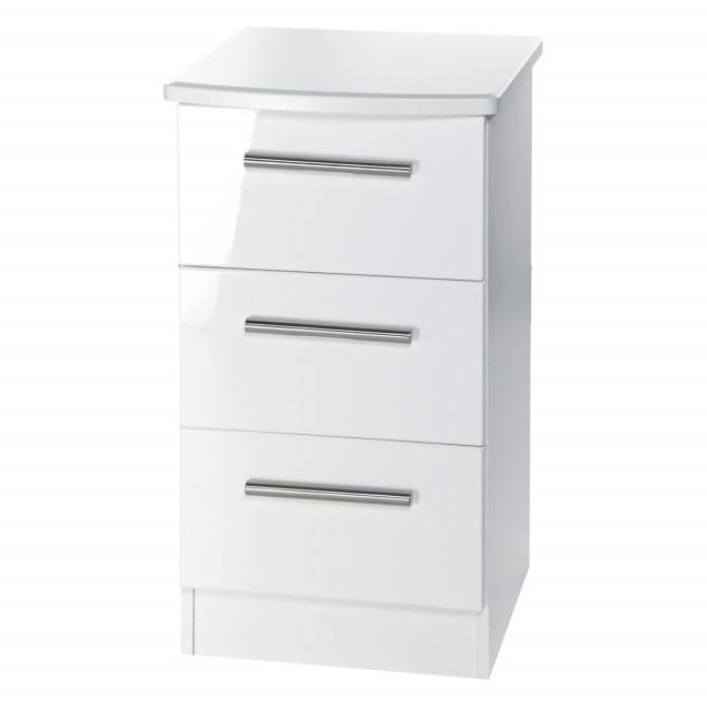 GRADE A2 - Welcome Furniture Hatherley High Gloss 3 Drawer Bedside Chest in White