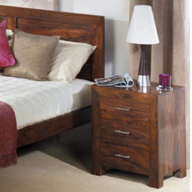 GRADE A1 - Heritage Furniture UK Laguna Sheesham 3 Drawer Bedside Chest - As New