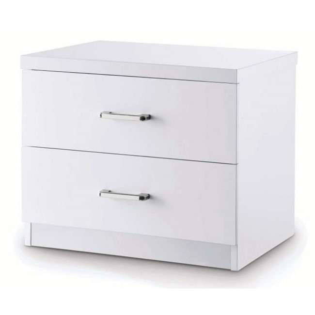 GRADE A1 - LPD Novello White High Gloss Bedside Cabinet
