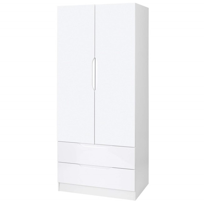 One Call Furniture Alpine Combi Wardrobe in White High Gloss