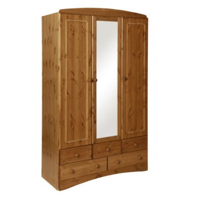 Furniture To Go Scandi 3 Door 5 Drawer Robe With Mirror Pine Pine Furniture To Go Scandi 3 Door 5 Drawer Robe With Mirror Pine Pine