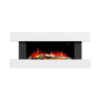 GRADE A2 - AmberGlo White Wall Mounted Electric Fireplace Suite with Log & Pebble Fuel Bed
