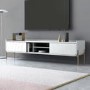 Wide White TV Stand with Storage - TV's up to 70" - Olis
