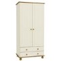 Cream and Pine Painted 2 Door Double Wardrobe with Drawers - Hamilton