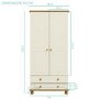 Cream Painted Pine Double Wardrobe with 2 Drawers - Hamilton