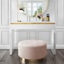 White High Gloss Dressing Table with 2 Drawers and Metallic Trim - Isabella