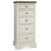 Bentley Designs Hampstead Tall 5 Drawer Chest in Soft Grey and Walnut