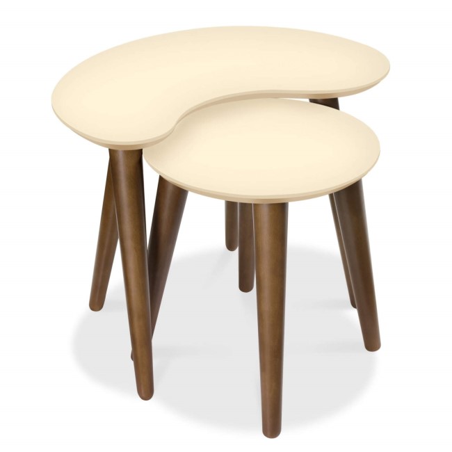 Bentley Designs Oslo Walnut Nest of Tables with Ivory Tops