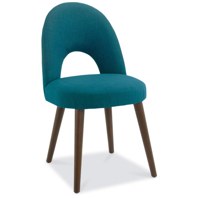 Bentley Designs Pair of Oslo Fabric Dining Chairs in Teal and Walnut