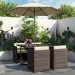 GRADE A1 - Brown Rattan 6 Piece Garden Furniture Cube Dining Set - Parasol Included