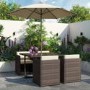 GRADE A1 - Brown Rattan 6 Piece Garden Furniture Cube Dining Set - Parasol Included