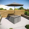 4 Seater Dark Grey Rattan Cube Garden Dining Set - Parasol Included - Fortrose