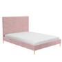 Pink Velvet King Size Bed Frame with Chevron Headboard - Aaliyah
