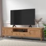 GRADE A2 - Wide Solid Oak TV Stand with Storage - TV's up to 77" - Adeline