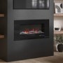GRADE A1 - Black Wall Mounted or Recessed Electric Fire with Log and Crystal Fuel Bed - Amberglo