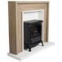 GRADE A1 - Brown and Black Oak Effect Freestanding Electric Fireplace Suite with Black Stove- AmberGlo 
