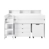 White Mid Sleeper Cabin Bed with Desk and Storage - Aire