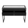 Large Black Glass Top Console Table with Drawers & Black Legs - Akila