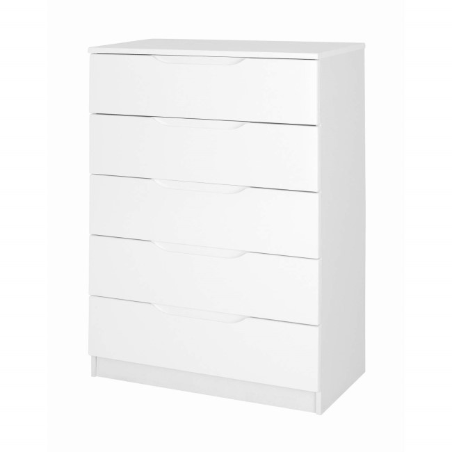 One Call Furniture Alpine 5 Drawer Chest in White High Gloss