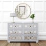 GRADE A2 - Wide Grey Mirrored Boho Chest of 6 Drawers - Alexis