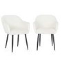 Set of 2 Cream Boucle Armchair Dining Chairs - Ally