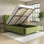 Olive Green Velvet King Size Ottoman Bed with Legs - Amara