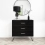 GRADE A1 - Black Solid Wood 3 Drawer Chest of Drawers - Anaya