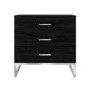 GRADE A1 - Black Solid Wood 3 Drawer Chest of Drawers - Anaya