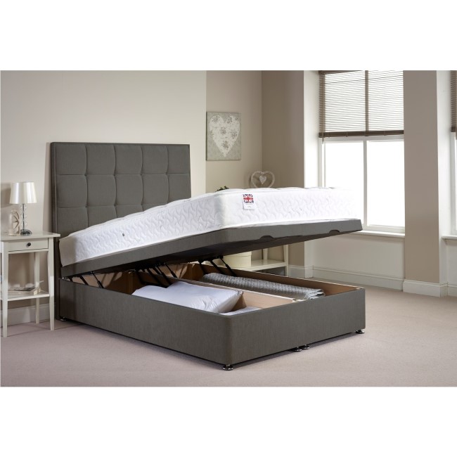 Appleton Ottoman King Size Bed Frame in Light Grey Chenille Fabric
